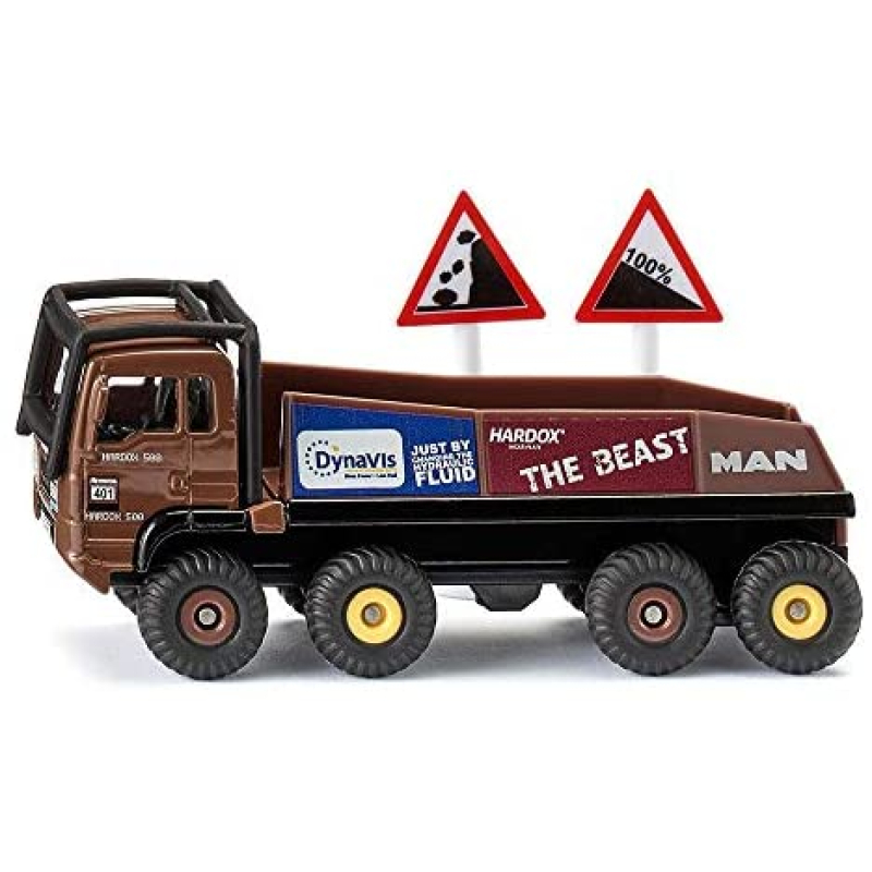 Siku 1686, HS Schoch 8x8 MAN Truck-Trial, metaal/kunststof, 1:87, bruin, incl. 2 waarschuwingsborden, combineerbaar met Siku modellen in dezelfde schaal